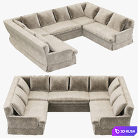 Restoration Hardware Belgian Classic Roll Arm Slipcovered U-Sofa Sectional 3D Model Vray