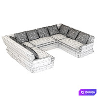 Restoration Hardware Belgian Classic Roll Arm Slipcovered U-Sofa Sectional 3D Model Vray