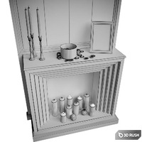 Decorative fireplace 3D Model Vray, Corona