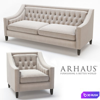 Rylan Upholstered Tufted Sofa &amp; Chair in Taranto Dove 3D Model