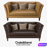 Crate &amp; Barrel - Brooks Leather Settee 3D Model Vray