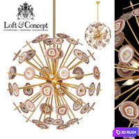 Chandelier Agate Burst Chandelier Brass 3D Model Vray