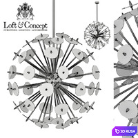 Chandelier Agate Burst Chandelier Brass 3D Model Vray