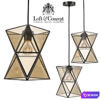 Chandelier PolyPyramid Glass Pendant Cognac 3D Model Vray