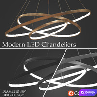 Chandeliers LED 3 rings 3D Model Corona