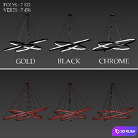 Chandeliers LED 3 rings 3D Model Corona