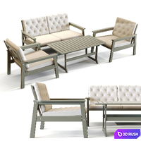 Garden table and chair IKEA BONDHOLMEN 3D Model Vray, Corona