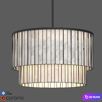 Astrid Capiz Rectangular Chandelier 3D Model Vray, Corona