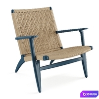 CH25 Rattan Blue Lounge Chair of Carl Hansen 3D Model Corona