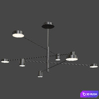 Metal starburst chandelier lighting fixture modern style led chandelier 3D Model Vray