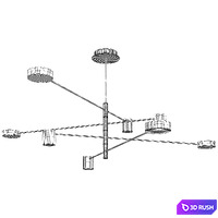 Metal starburst chandelier lighting fixture modern style led chandelier 3D Model Vray