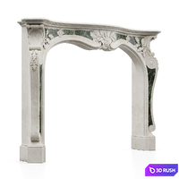 Fireplace rare marble Rococo 3D Model Vray, Corona