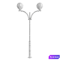 Park street metal support, pole for 2 lamps Shar 3D Model Vray