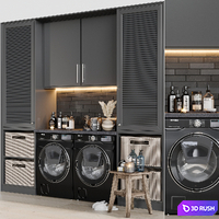 Laundry set 07 3D Model Vray, Corona