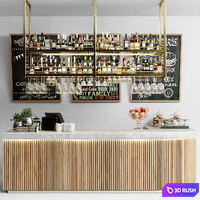 Bar counter with alcohol in a restaurant 3D Model Corona