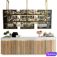 Bar counter with alcohol in a restaurant 3D Model Corona
