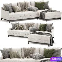 Alana 3 seater right chaise fabric sofa 3D Model Vray, Corona