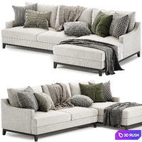 Alana 3 seater right chaise fabric sofa 3D Model Vray, Corona
