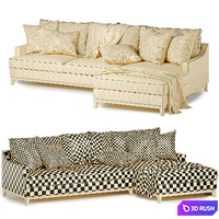 Alana 3 seater right chaise fabric sofa 3D Model Vray, Corona
