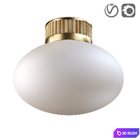 Ceiling lamp in brass, bamboo and frosted glass, Dolce 3D Model