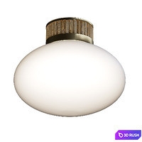 Ceiling lamp in brass, bamboo and frosted glass, Dolce 3D Model Vray, Corona