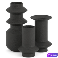 Set of 3 Anaïa corrugated metal vases 3D Model Corona