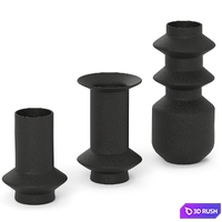 Set of 3 Anaïa corrugated metal vases 3D Model Corona