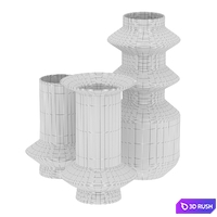 Set of 3 Anaïa corrugated metal vases 3D Model Corona