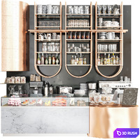 Design project of a cafe with copper inserts 3D Model Corona