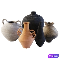 Decoration Vases set 3D Model Vray, Corona