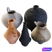 Decoration Vases set 3D Model Vray, Corona