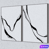 Set of large wall paintings 2467 3D Model Vray, Corona