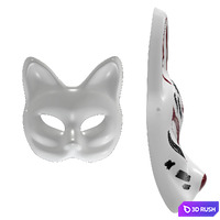 half face kitsune mask 3D Model Vray