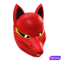Japanese fox mask 01 3D Model Vray