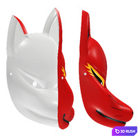 Japanese fox mask 01 3D Model Vray