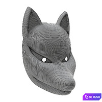 Japanese fox mask 01 3D Model Vray