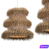 Wicker lotus lamp 3 3D Model Vray