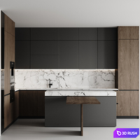 Kitchen modern-043 3D Model Vray, Corona