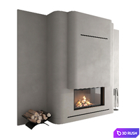 Decorative wall with fireplace set 56 3D Model Vray, Corona