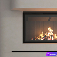 Decorative wall with fireplace set 56 3D Model Vray, Corona