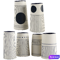 Handmade Decorated Indigo Ceramic Vase 1 3D Model Corona