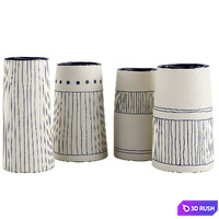 Handmade Decorated Indigo Ceramic Vase 1 3D Model Corona