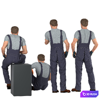Mechanic Industrial Man Worker 3D Model Vray, Corona