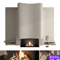 Decorative wall with fireplace set 59 3D Model Vray, Corona