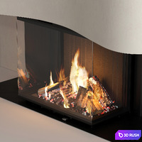 Decorative wall with fireplace set 59 3D Model Vray, Corona