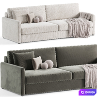MALEA COGNAC BROWN VELVET SOFA By CB2 3D Model Corona