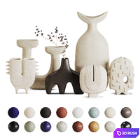 Vase Set 08-Caly Canoe Ceramics-Part2 3D Model Vray, Corona