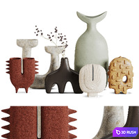 Vase Set 08-Caly Canoe Ceramics-Part2 3D Model Vray, Corona