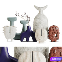 Vase Set 08-Caly Canoe Ceramics-Part2 3D Model Vray, Corona