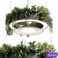 Circle pot light pendant - plant light hanging 21 3D Model Vray, Corona